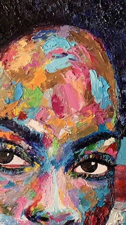 Close-up of layered palette knife strokes